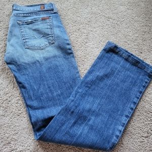 7 For All Mankind Women's Bootcut Blue Jeans Sz 29 Hemmed to 31